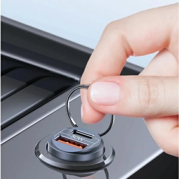 Car Charger 30W 1xUSB+1xUSB-C Fast Charge