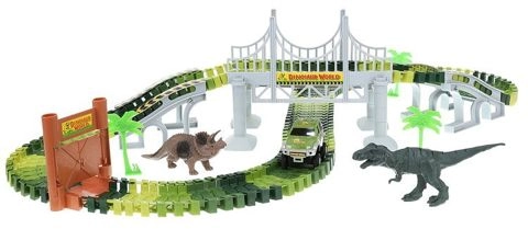 Dinosaur world with bridge and gate