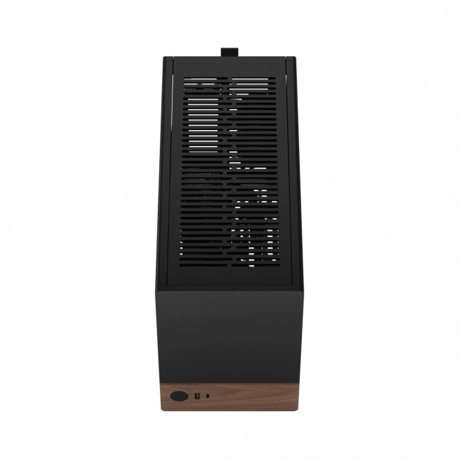 Elegante zwarte computerset met houten basis