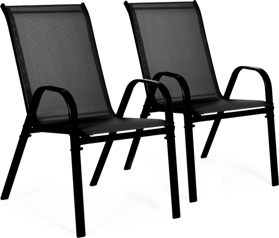Set aus 2 Gartenstühlen für Terrasse und Balkon, Schwarz