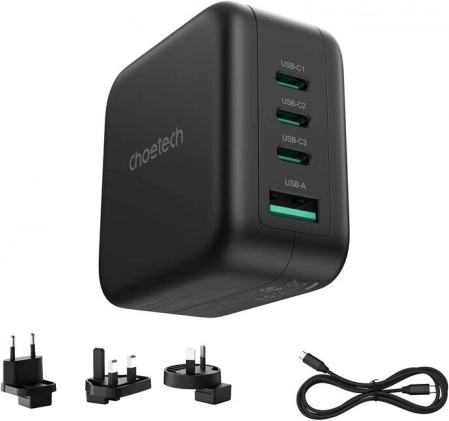 Netvoedingslader Choetech 70W GaN met adapters voor VS, EU, VK en AU