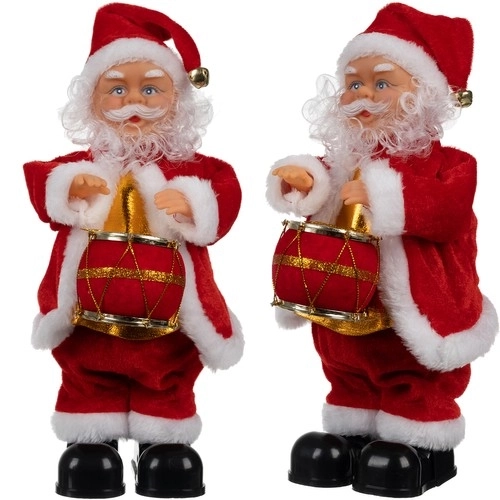 Spelende en zingende Kerstman figuur 30 cm