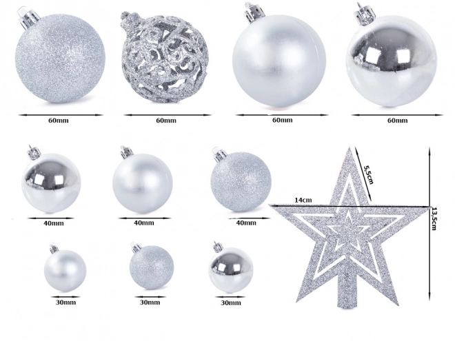 Zilveren kerstversieringen - set van 100 stuks