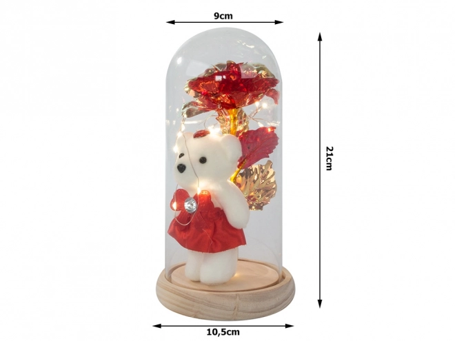 Ewige Rose mit Beleuchtung in Glasbox