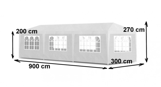 Gartenpavillon 3x9 m mit 8 Wänden Weiß