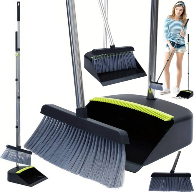Broom and Dustpan Set with Long Handle