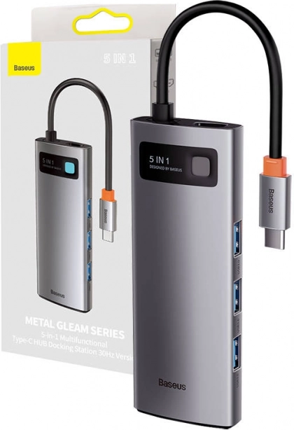 Baseus-adapter 5-in-1 USB‑C hub met HDMI, 3× USB 3.0 en USB‑C PD 100 W