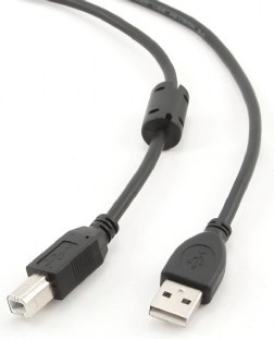 USB-2.0-Kabel A–B 4,5 m mit Ferritkern, vergoldete Kontakte