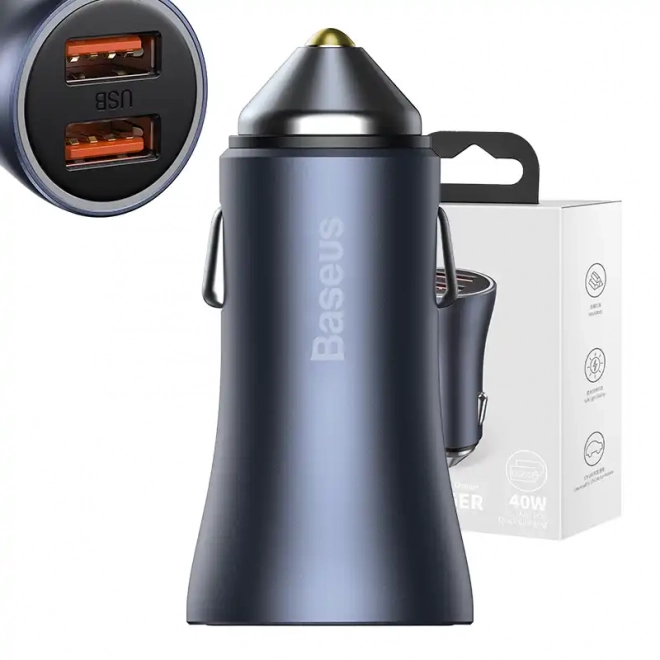 Baseus 40W Car Charger with Two USB Ports