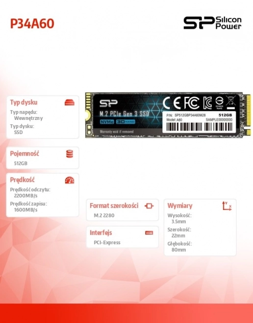 SSD schijf Silicon Power P34A60 512GB