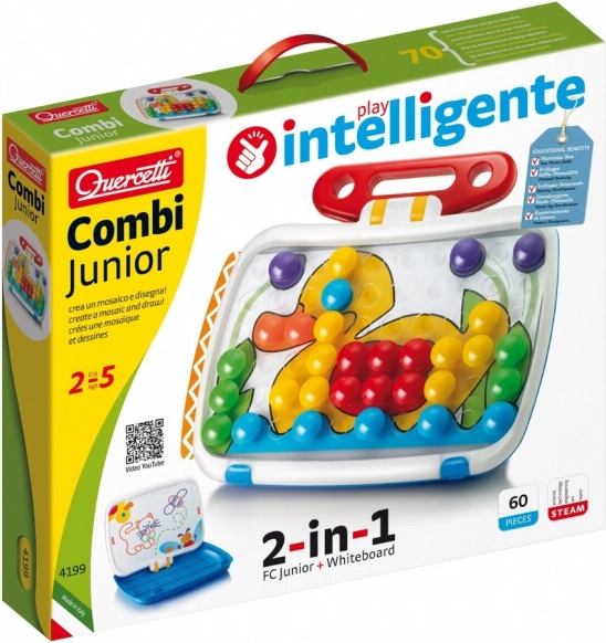 Quercetti mosaïque COMBI JUNIOR 2-en-1 – mallette avec mosaïque et tableau blanc