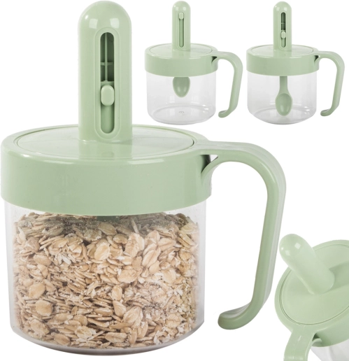 Airtight spice jar with integrated spoon and handle 0.2 l