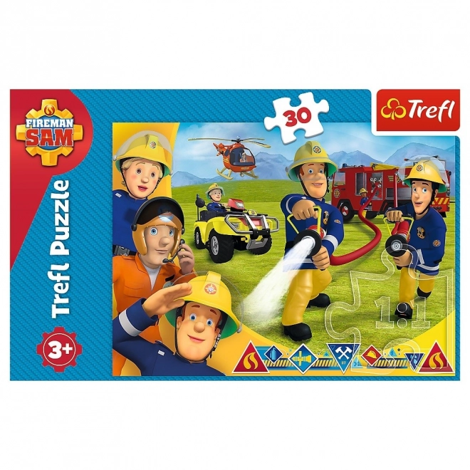 Puzzel 30 stukjes - Brandweerman Sam, Klaar om te helpen