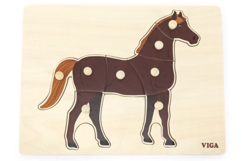 VIGA Wooden Montessori Peg Puzzle - Horse
