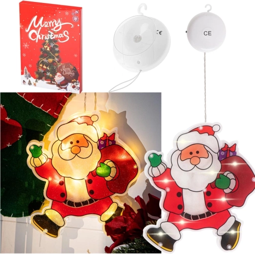 Hängende LED-Fensterdekoration mit Saugnapf – Nikolaus mit Geschenken – Nikolaus