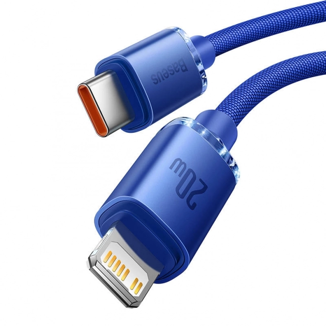 Baseus Crystal Shine câble USB-C vers Lightning 20W PD 2m bleu