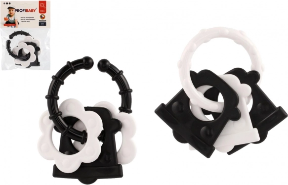 Baby teethers – black and white shapes, rattle and handle