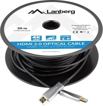 Lanberg Active Optical HDMI 2.0 Cable, 20 m, Black