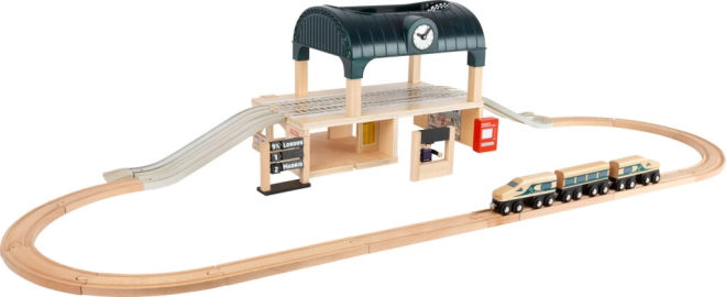 Tweelaags station met open dak