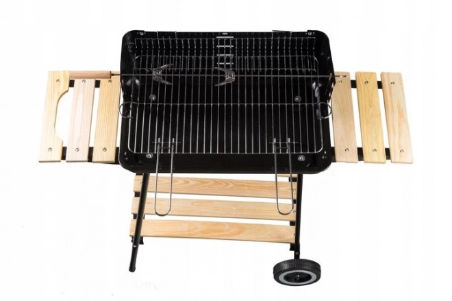 Gril de jardin au charbon de bois avec étagères ajustables et 2 grilles portatives