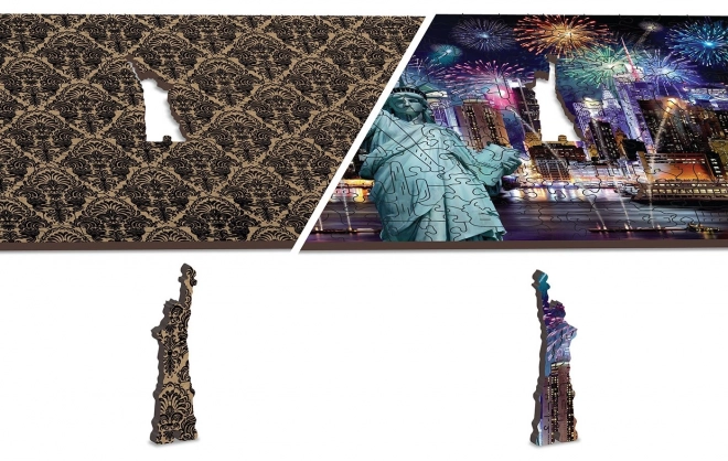Houten puzzel Nachtelijk New York 2v1