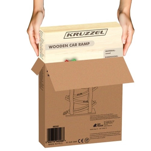 Kruzzel 9349 kleurrijke racebaan 4 autootjes