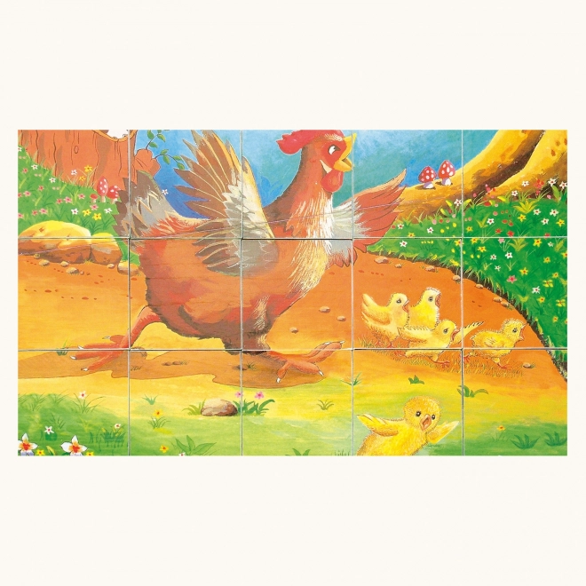 Cubes en bois Bino animaux domestiques 15 pièces
