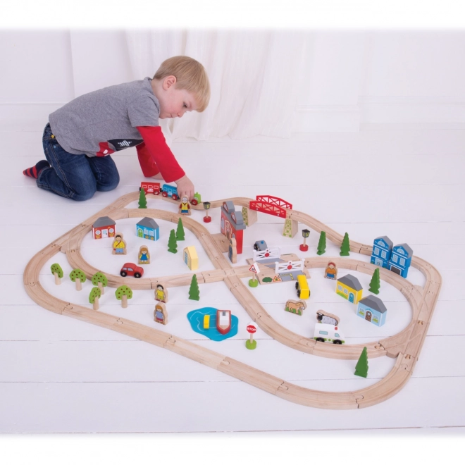 Bigjigs Rail Houten Treinset stad en dorp 101 stukken