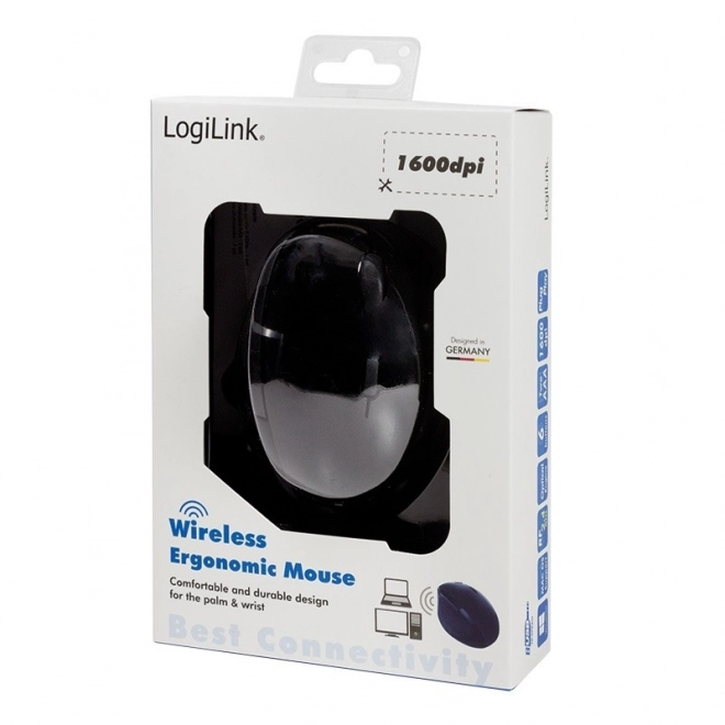 Ergonomische draadloze optische muis 2.4GHz 1600dpi zwart