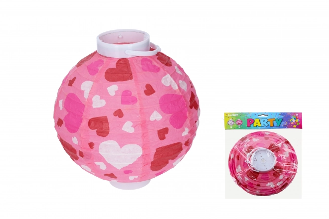 Ronde lampion met hartjes op batterijen 20 cm