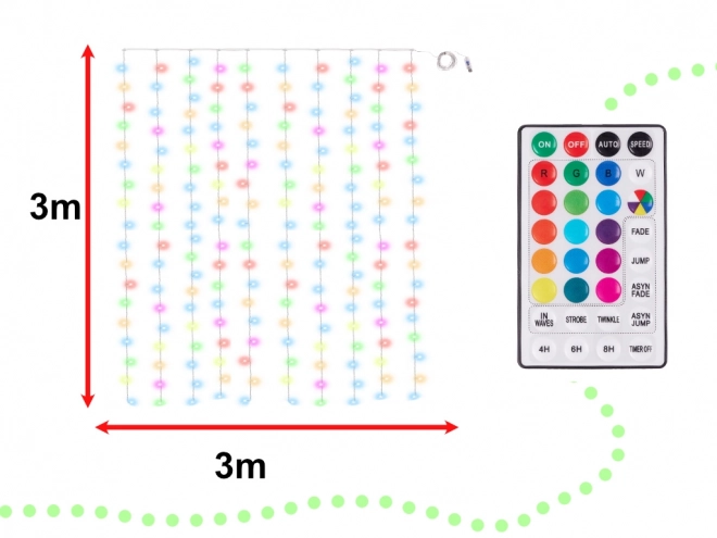 LED gekleurde gordijn met lantaarns - 3 m, 200 LED