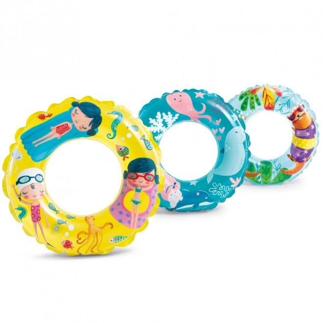 Inflatable Children's Swim Ring with Sea Creatures Design