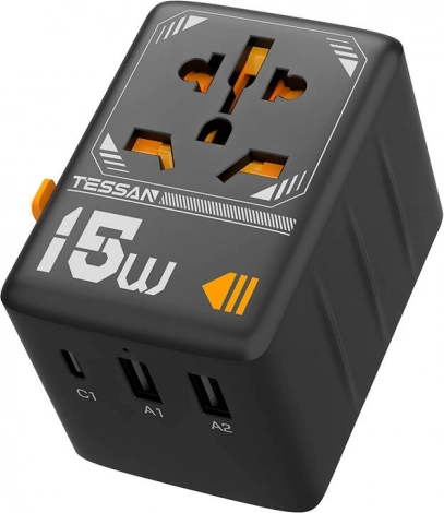 Adaptateur de voyage TESSAN avec USB-A et USB-C