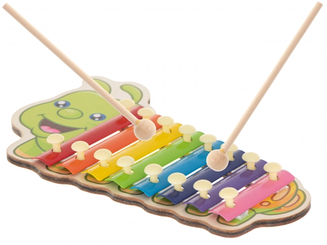 Kleurrijke kinderxylofoon in de vorm van een rups