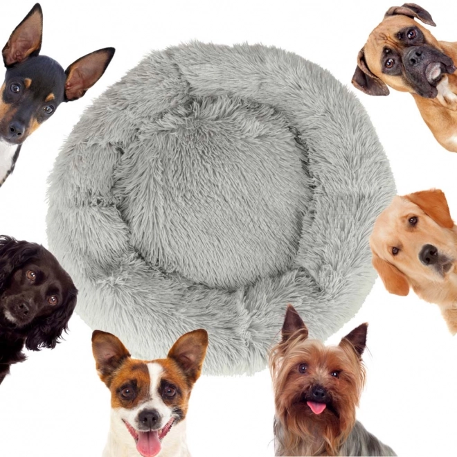 Pluche bedje voor hond en kat 60 cm lichtgrijs