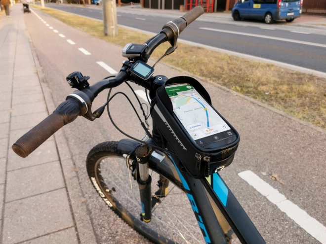 Waterdichte fietstas voor stuur met telefoonhouder