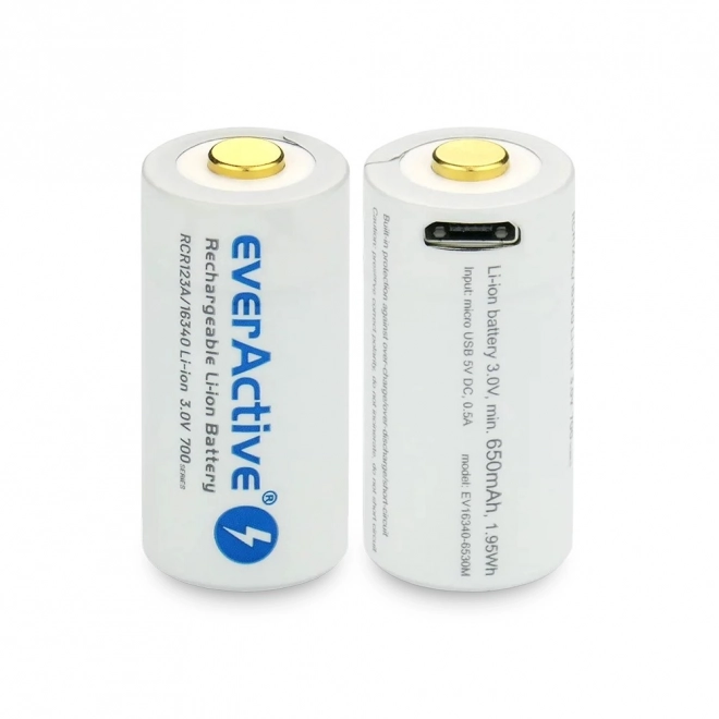 Oplaadbare accu EverActive 16340 700 mAh met micro USB