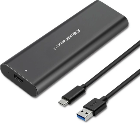 External aluminum enclosure for M.2 SATA SSD (NGFF) with USB‑C, Qoltec