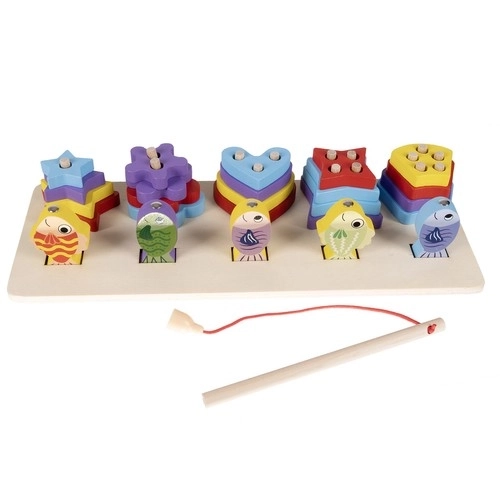 Houten sorteerdoos met visvangspel