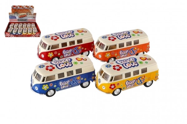 Bus Kinsmart VW Klassiek metaal/plastic 13 cm met terugtrek