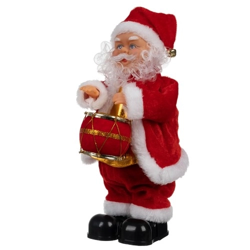 Spelende en zingende Kerstman figuur 30 cm