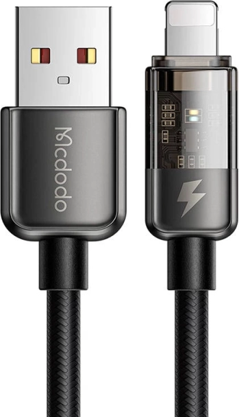 Mcdodo Lightning cable with LED indicator, 1.8 m, 12 W, black