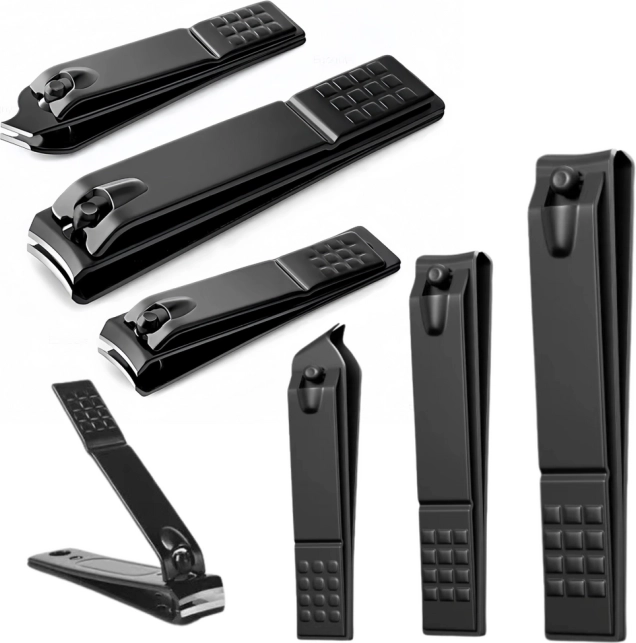 set van 3 zwarte nagelknippers – groot, klein en schuin