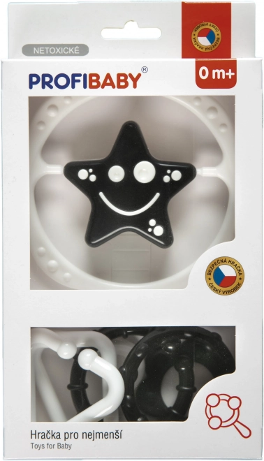 Hochets et clips noirs et blancs contrastés