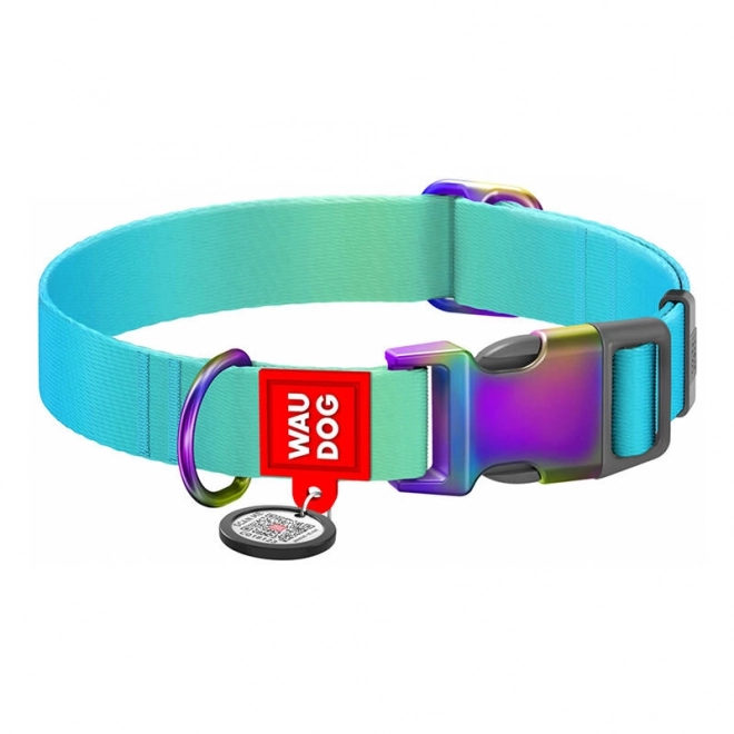 Nylon hondenhalsband met QR-code WAUDOG, blauw