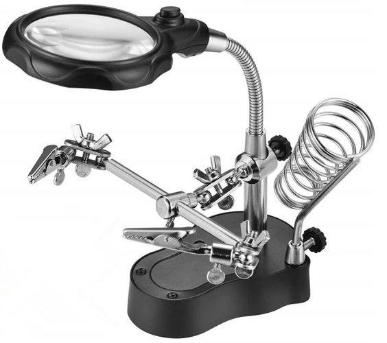 Derde hand met loep en LED-verlichting