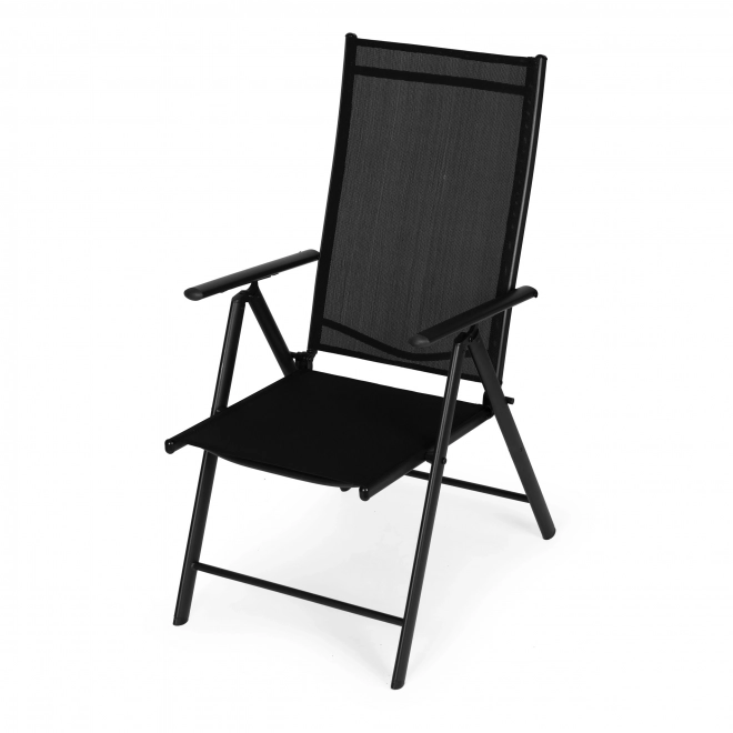 Set van 2 opvouwbare stalen tuinstoelen met verstelbare rugleuning ModernHome - zwart