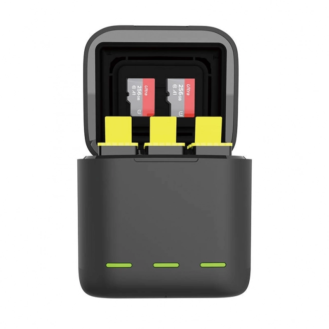 Třekanaals oplader Telesin met 3 batterijen voor GoPro Hero 12/11/10/9