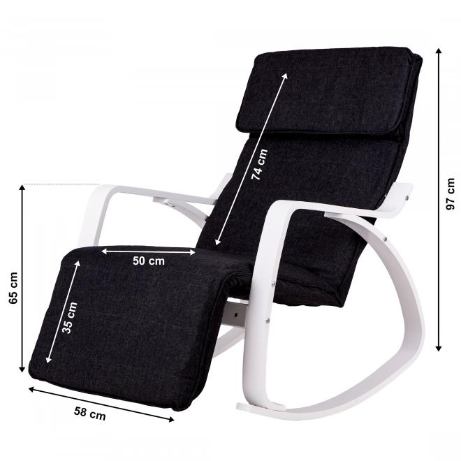 Fauteuil à bascule avec repose-pieds réglable de ModernHome en blanc et noir