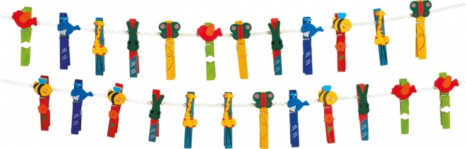 Petites pinces décoratives en bois - Animaux - 24 pièces